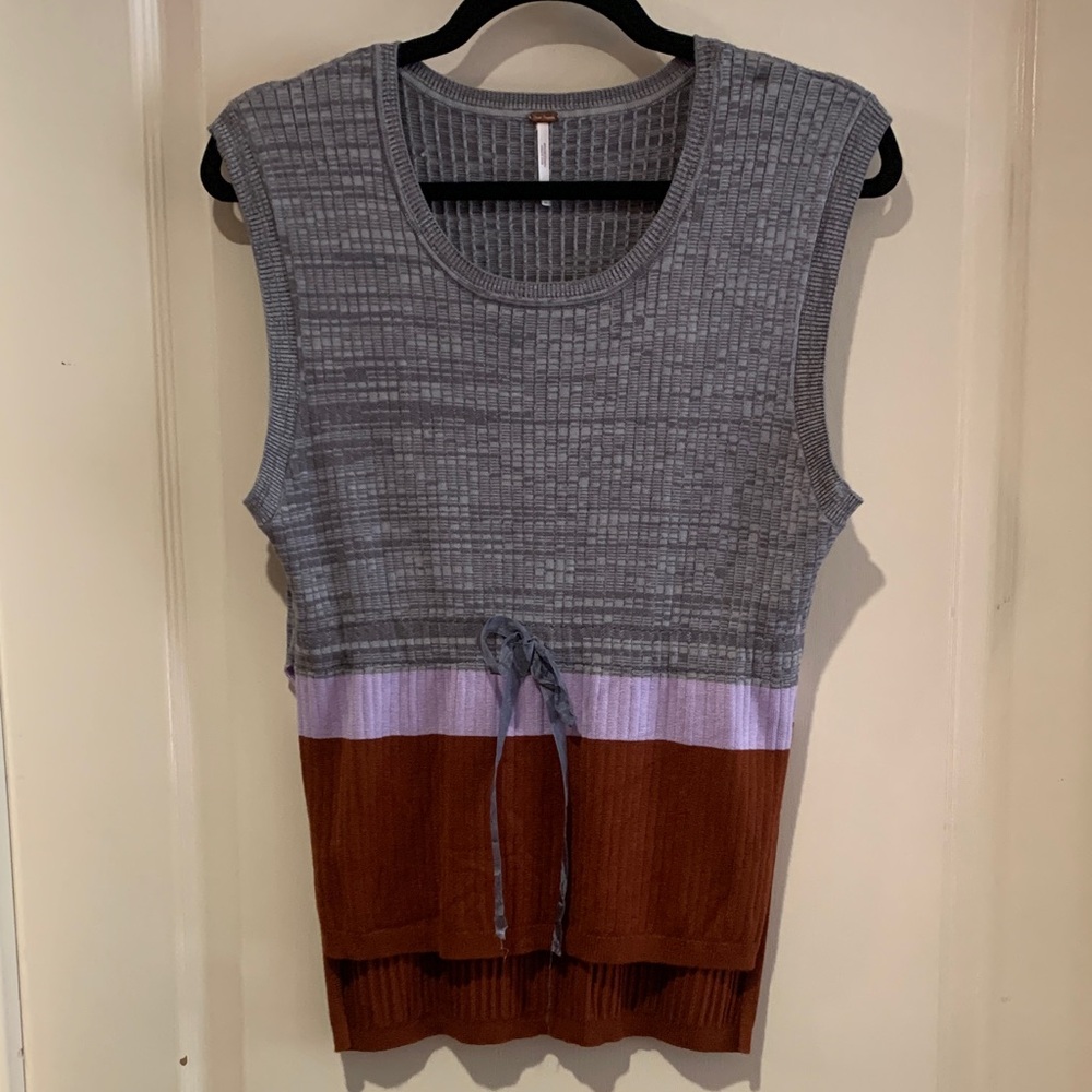 Free People Gray, Lilac and Brown Knit Tank Top
